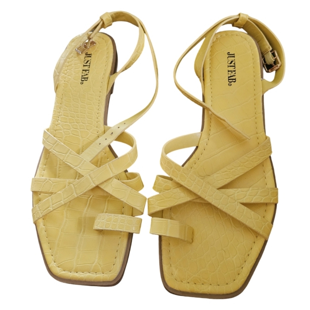 JUSTFAB | Yellow Strappy Sandals Size 9